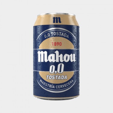 Cerveza 00 tostada MAHOU lata 1/3 caja 24