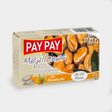 Mejillones en escabeche PAY PAY lata 16/20 Unds