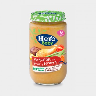 Potito pollo ternera y verdura HERO BABY tarro 235 gr