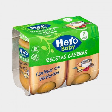 Potito lentejas con verduritas HERO BABY tarro 190 gr pack 2