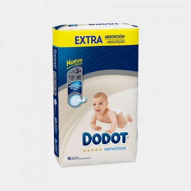 Pañales talla 3 (7-11kg) DODOT Sensitive 60 Unds