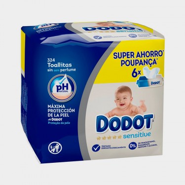 Toallitas sensitive DODOT 54 Unds pack 6 (324  toallitas)