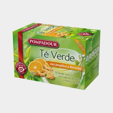 Infusión te verde con jengibre-naranja POMPADOUR estuche 20 Unds