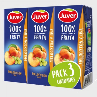 Zumo melocoton-manzana-uva JUVER brik 20 cl Pack 3