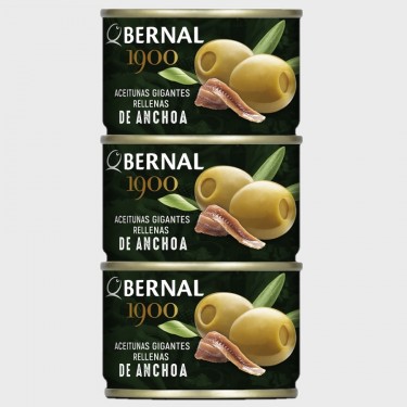 Aceituna gigante rellena BERNAL lata 50g pack 3