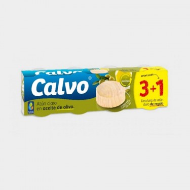 Atun claro aceite oliva CALVO lata 80g pack 3+1 RO