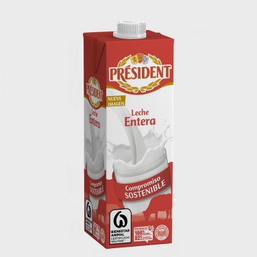 Leche entera PRESIDENT  1L brik caja 6