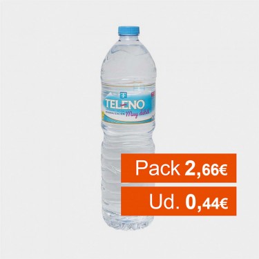 LOTE 5 PACKS AGUA TELENO 1,5 L PACK X6