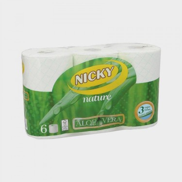 PAPEL HIGIENICO NICKY NATURE ALOE VERA 3CP X 6 ROL